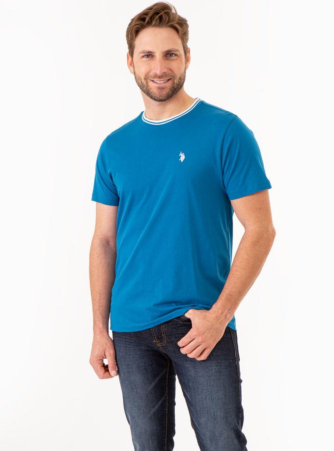 USPA TIPPED CREW NECK COLLAR T-SHIRT Free shipping