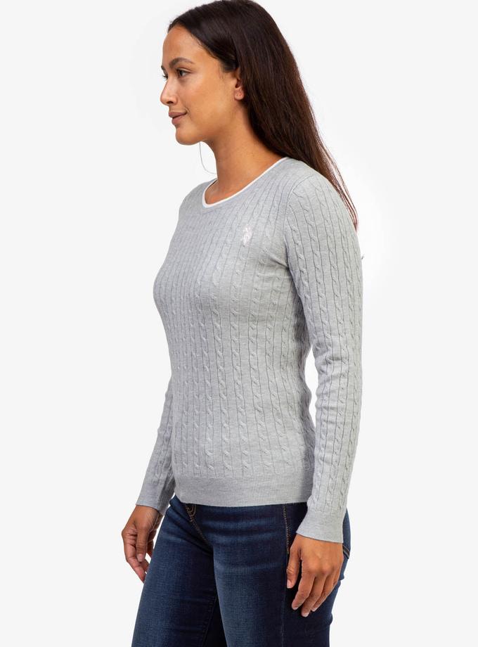 USPA TIPPED SOFT CABLE CREW NECK SWEATER Free shipping