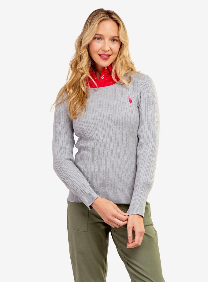 USPA TIPPED SOFT CABLE CREW NECK SWEATER New Arrival