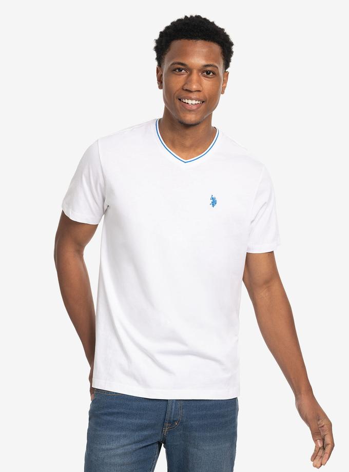 USPA TIPPED V-NECK JERSEY T-SHIRT Best Price