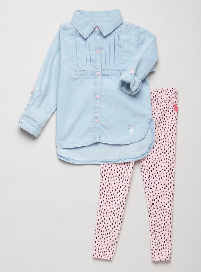 USPA Toddler 2 Piece Set: Pleated Shirt & Leggings New Arrival