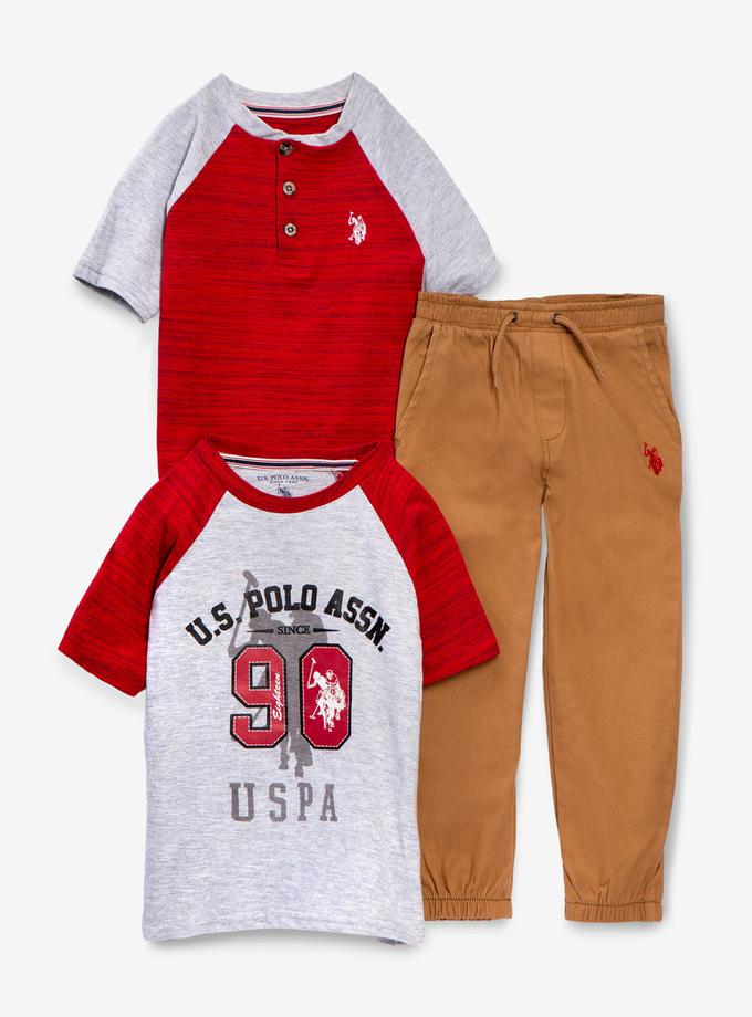 USPA TODDLER BOYS 3 PIECE SET - TWO TEE-SHIRTS & JOGGERS Best Seller