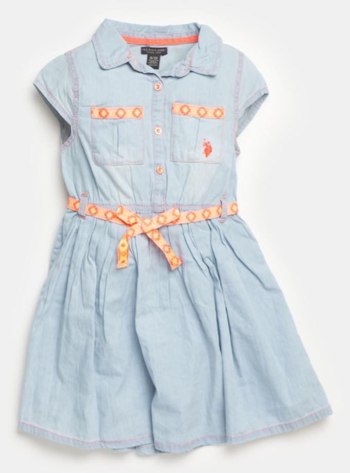 USPA Toddler Denim Pleated Dress High Quality