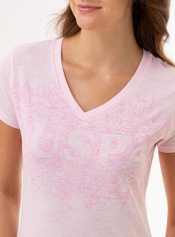 USPA TONAL FLORAL V-NECK T-SHIRT Free shipping