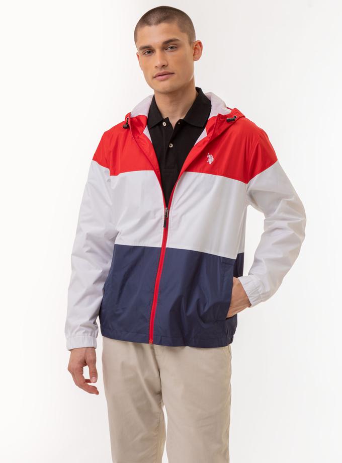 USPA TRI COLORBLOCK HEATHERED WINDBREAKER Same Day Delivery