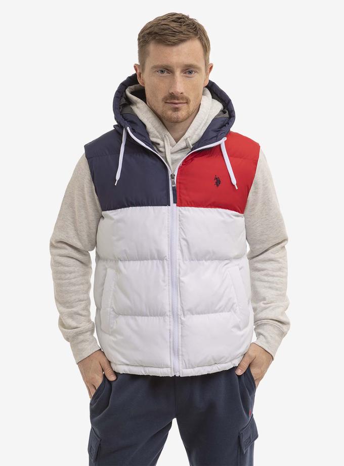 USPA TRI COLORBLOCK HOODED PUFFER VEST Best Price