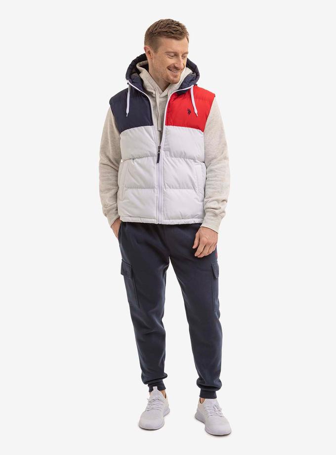 USPA TRI COLORBLOCK HOODED PUFFER VEST Best Price