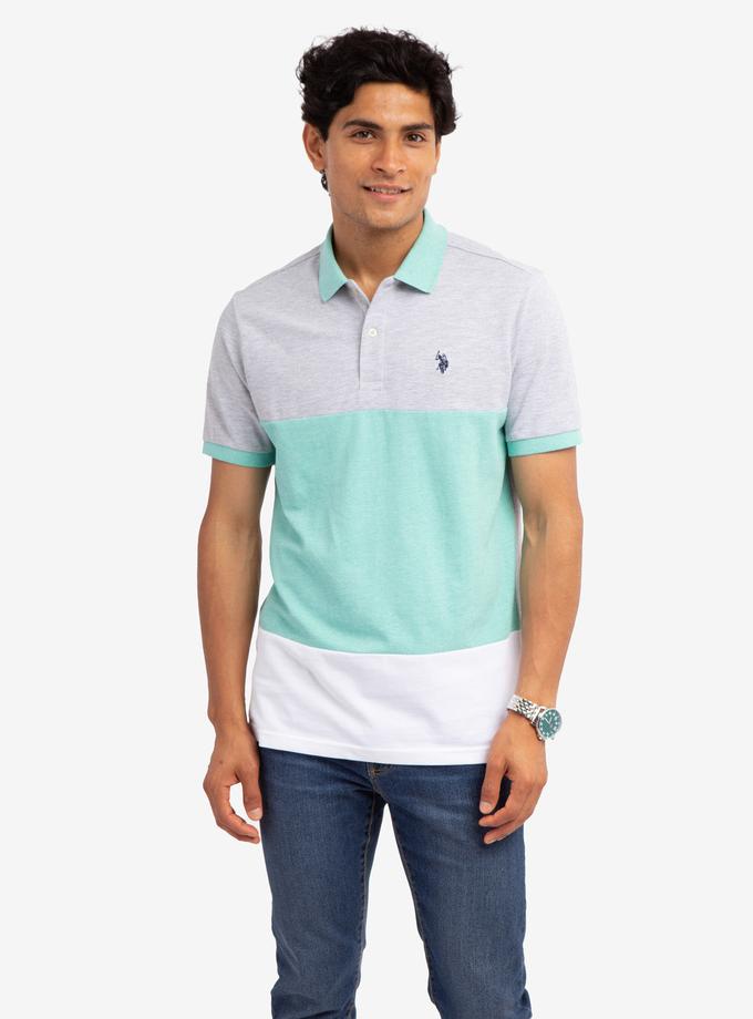 USPA TRICOLOR COLORBLOCK PIQUE POLO SHIRT Free shipping