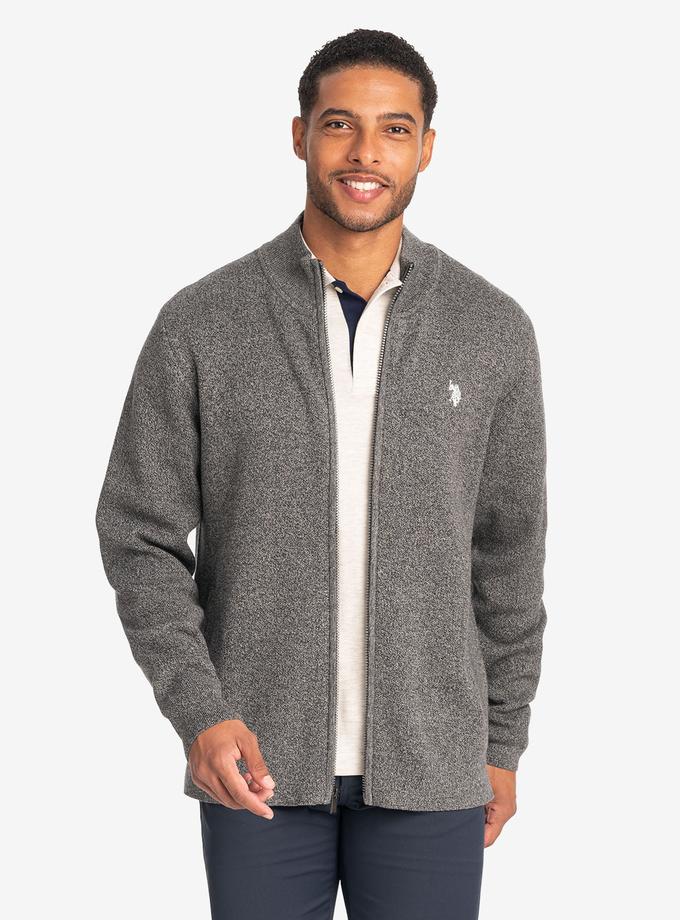 USPA TWIST MARL FULL ZIP SWEATER New Arrival