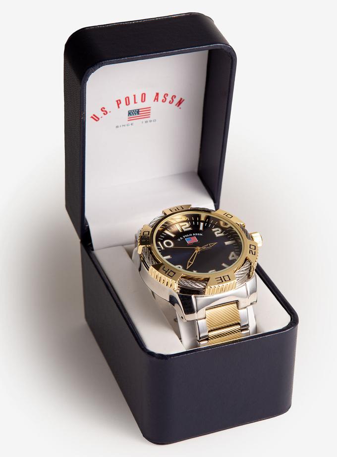 USPA Two Tone Bracelet Watch with Rope Accent Bezel For Sale