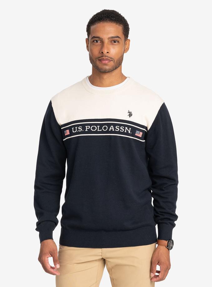 USPA U.S. POLO ASSN. COLORBLOCK CREW NECK SWEATER Same Day Delivery