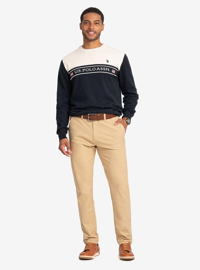 USPA U.S. POLO ASSN. COLORBLOCK CREW NECK SWEATER Same Day Delivery