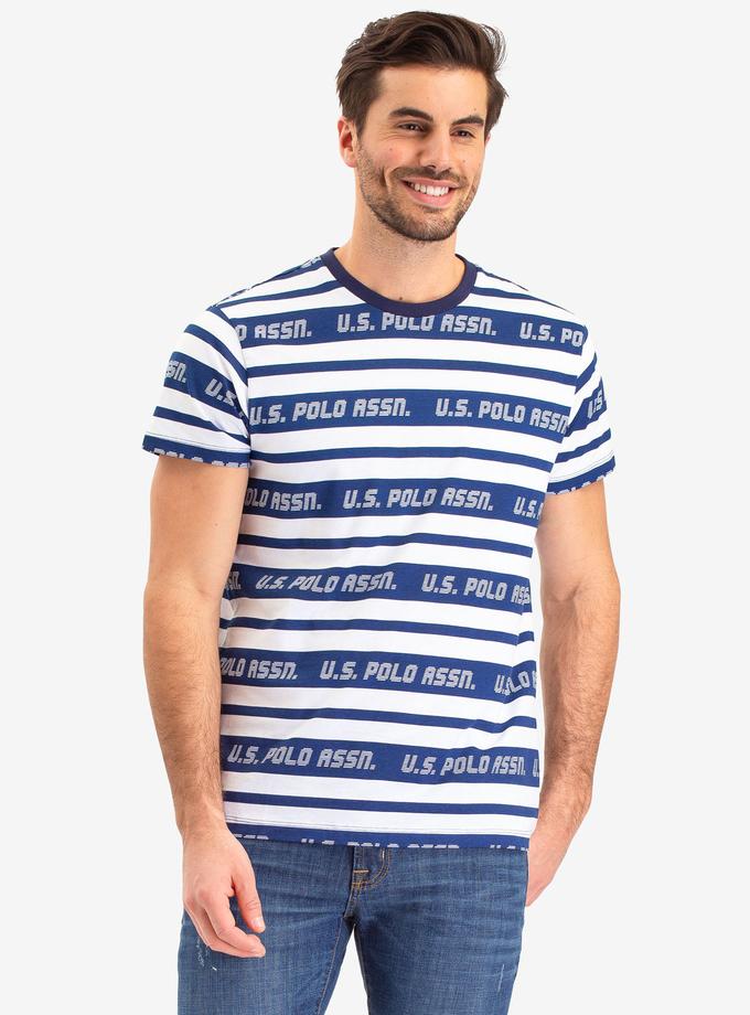 USPA UPSA LOGO STRIPED CREW NECK T-SHIRT For Sale