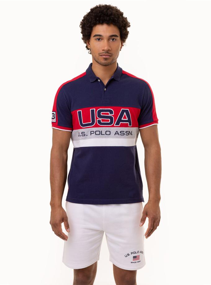 USPA USA COLORBLOCK GRAPHIC PIQUE POLO SHIRT Same Day Delivery