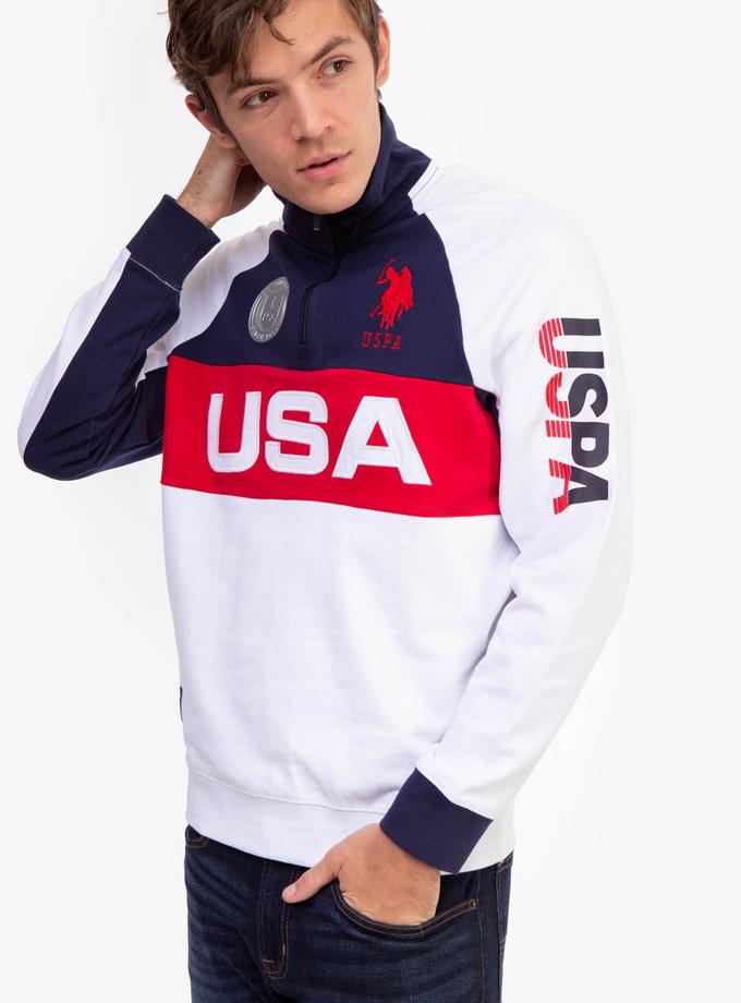 USPA USA COLORBLOCK QUARTER ZIP PULLOVER Same Day Delivery