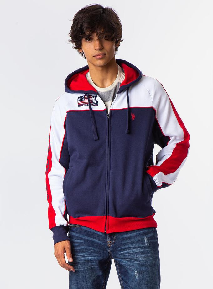 USPA USA COLORBLOCK ZIP UP HOODED SWEATSHRIT On Sale