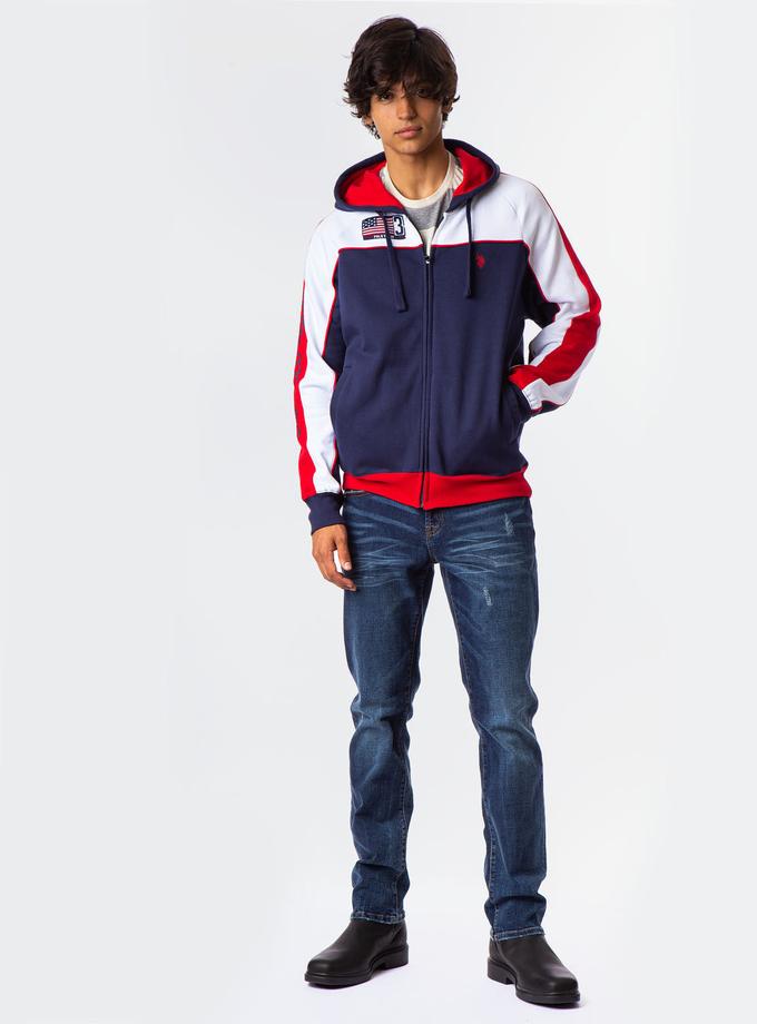 USPA USA COLORBLOCK ZIP UP HOODED SWEATSHRIT On Sale