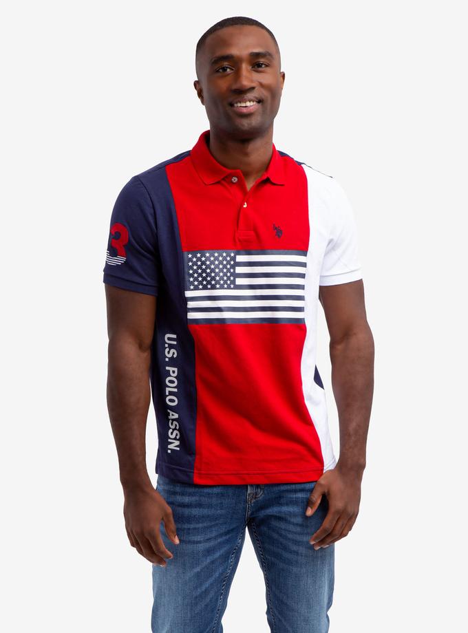 USPA USA FLAG COLORBLOCK PIQUE POLO SHIRT High Quality