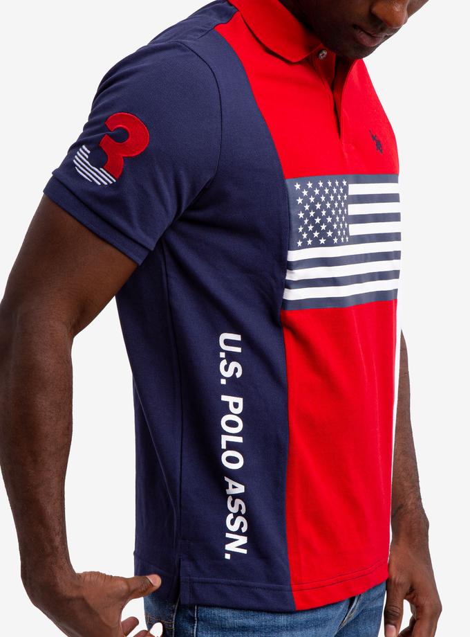 USPA USA FLAG COLORBLOCK PIQUE POLO SHIRT High Quality