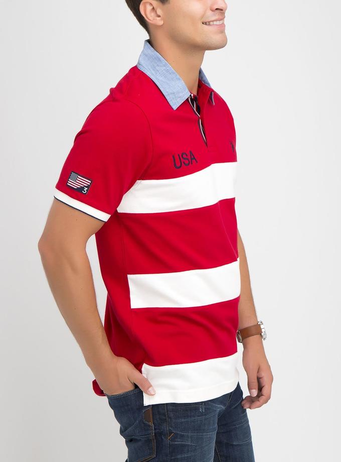 USPA USA OXFORD COLLAR STRIPED POLO SHIRT Same Day Delivery