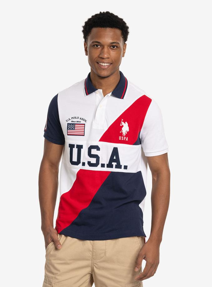 USPA USA SASH COLOR BLOCK PIQUE POLO SHIRT On Sale