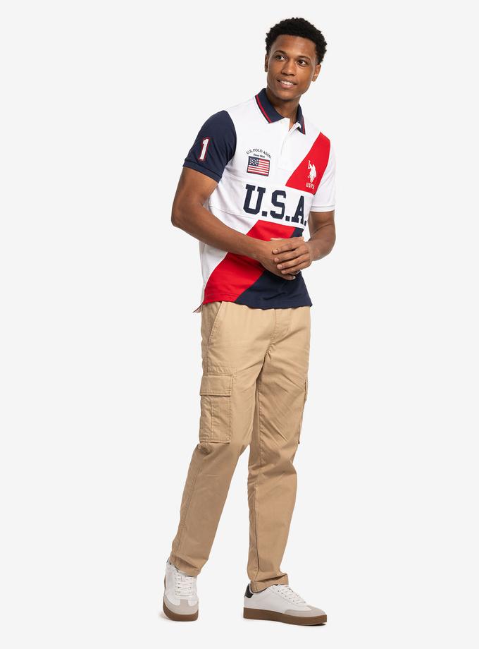 USPA USA SASH COLOR BLOCK PIQUE POLO SHIRT On Sale