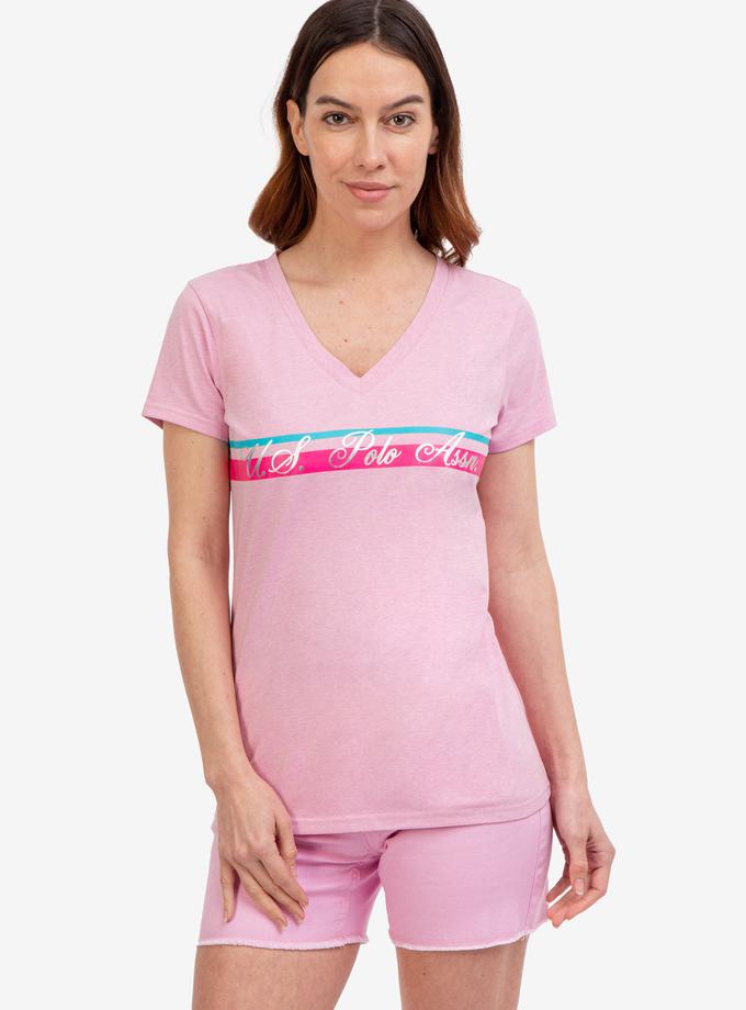 USPA V-NECK STRIPE FOIL GRAPHIC T-SHIRT Best Buy