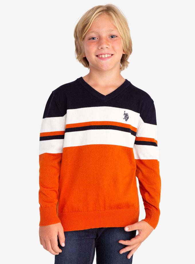 USPA V-NECK STRIPED SWEATER Free shipping