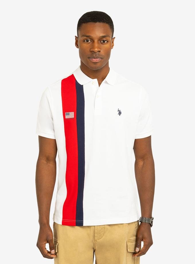 USPA VERTICAL SASH COLOR BLOCK PIQUE POLO SHIRT On Sale