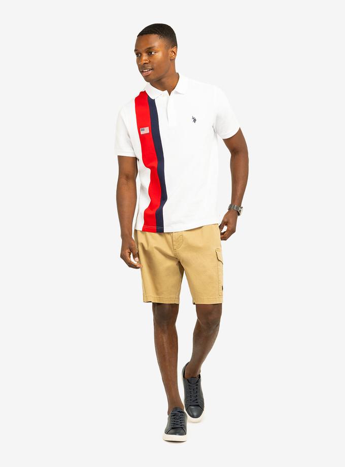 USPA VERTICAL SASH COLOR BLOCK PIQUE POLO SHIRT On Sale