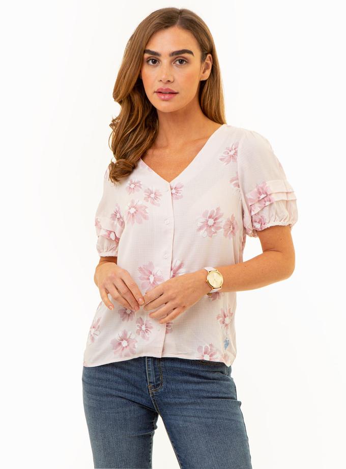 USPA VOLUME SLEEVE FLORAL TOP New Arrival