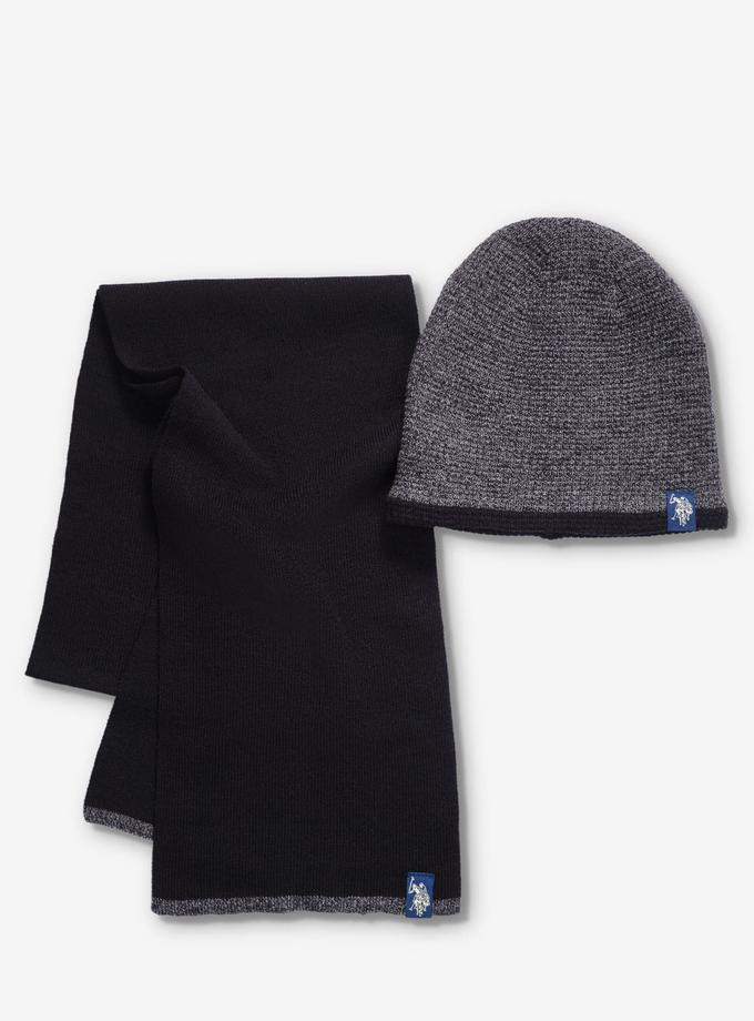 USPA WAFFLE BEANIE AND SCARF SET High Quality