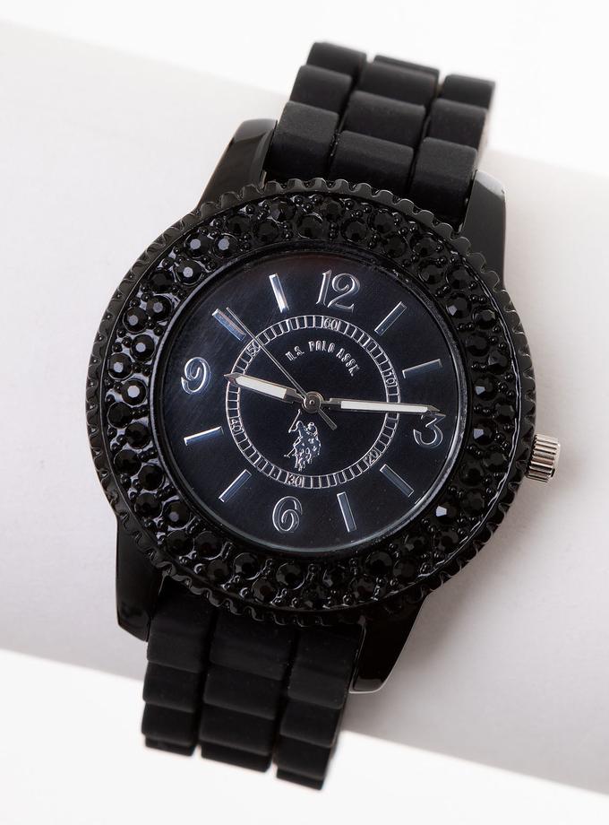 USPA WOMEN'S BLACK EMBELLISHED ANALOG DIAL WATCH Best Seller