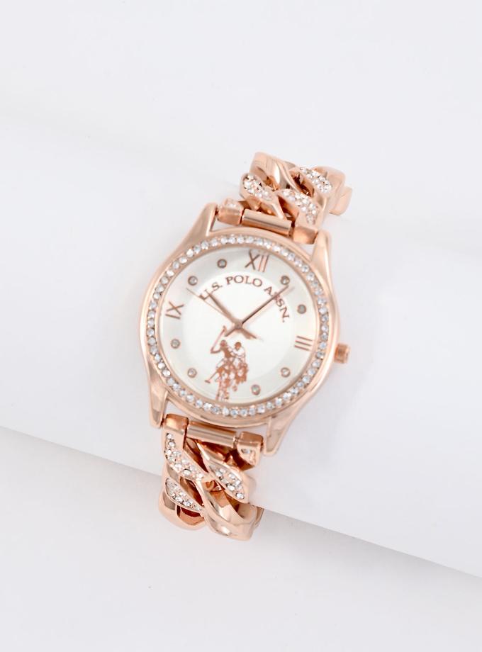 USPA WOMEN'S CRYSTAL EMBELLISHED CHAIN WATCH Same Day Delivery