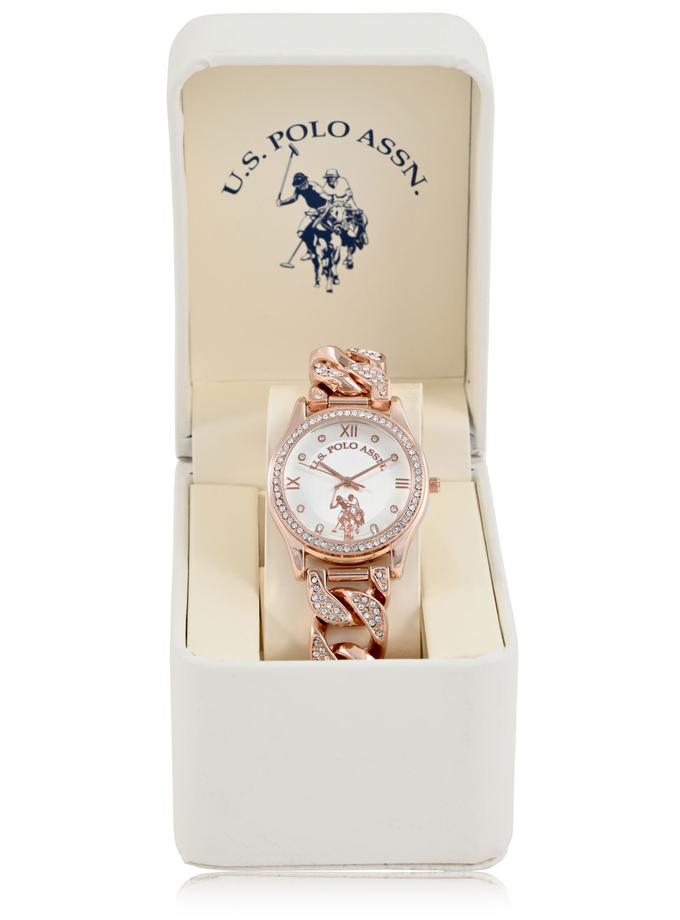 USPA WOMEN'S CRYSTAL EMBELLISHED CHAIN WATCH Same Day Delivery