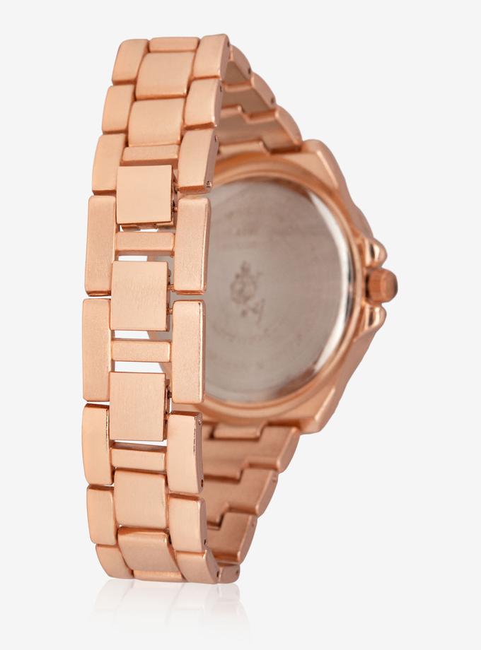 USPA WOMEN'S ROSE GOLD & RHINESTONE STUDDED WATCH On Sale