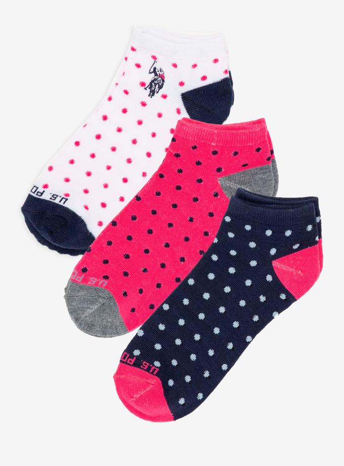 USPA WOMENS 3PK DOT PRINT ASSORTED LOW CUT SOCKS New Arrival