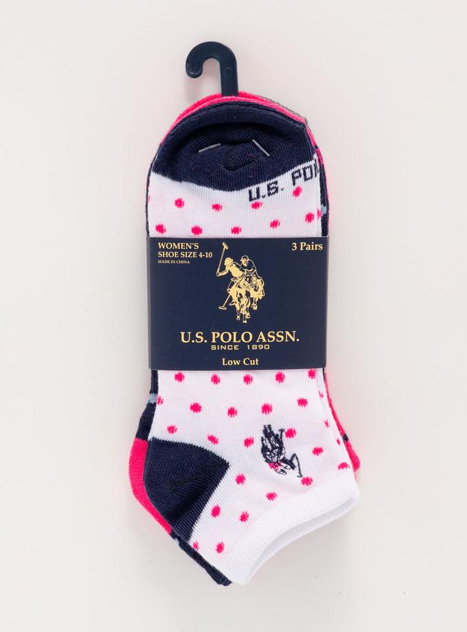 USPA WOMENS 3PK DOT PRINT ASSORTED LOW CUT SOCKS New Arrival