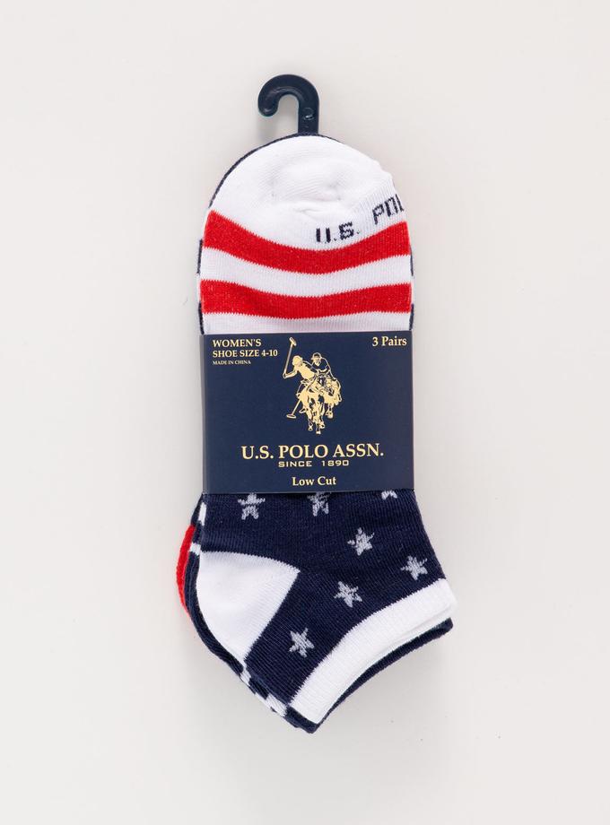 USPA WOMENS 3PK STARS AND STRIPES LOW CUT SOCKS On Sale