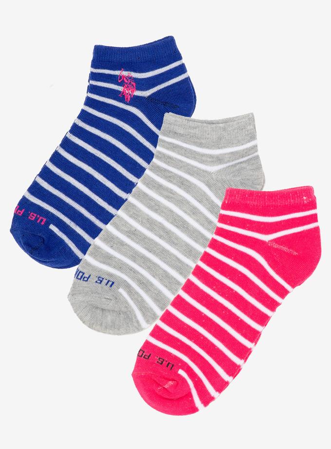 USPA WOMENS 3PK STRIPED ASSORTED LOW CUT SOCKS For Sale