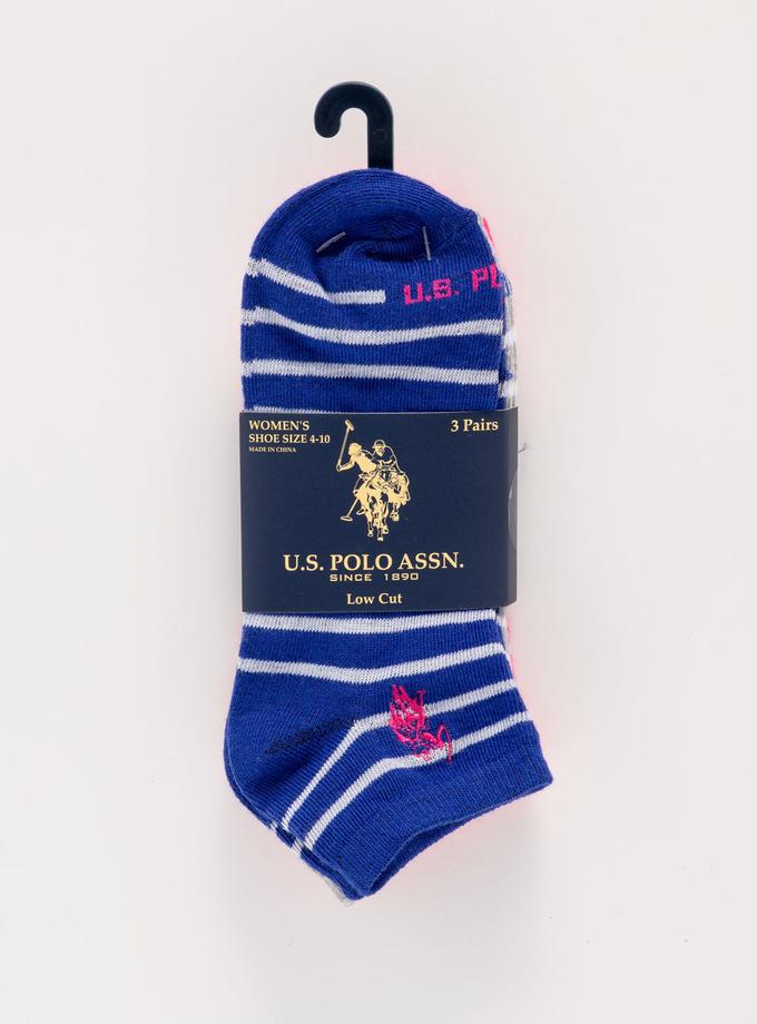 USPA WOMENS 3PK STRIPED ASSORTED LOW CUT SOCKS For Sale