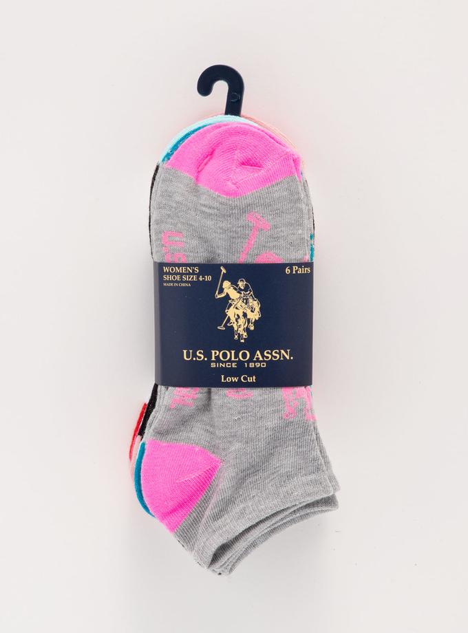 USPA WOMENS 6PK ASSORTED BIG DHM LOW CUT SOCKS High Quality