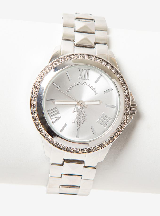 USPA WOMENS SILVER FACE DIAMOND BRACELET WATCH On Sale