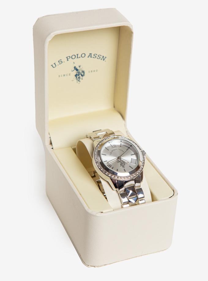 USPA WOMENS SILVER FACE DIAMOND BRACELET WATCH On Sale