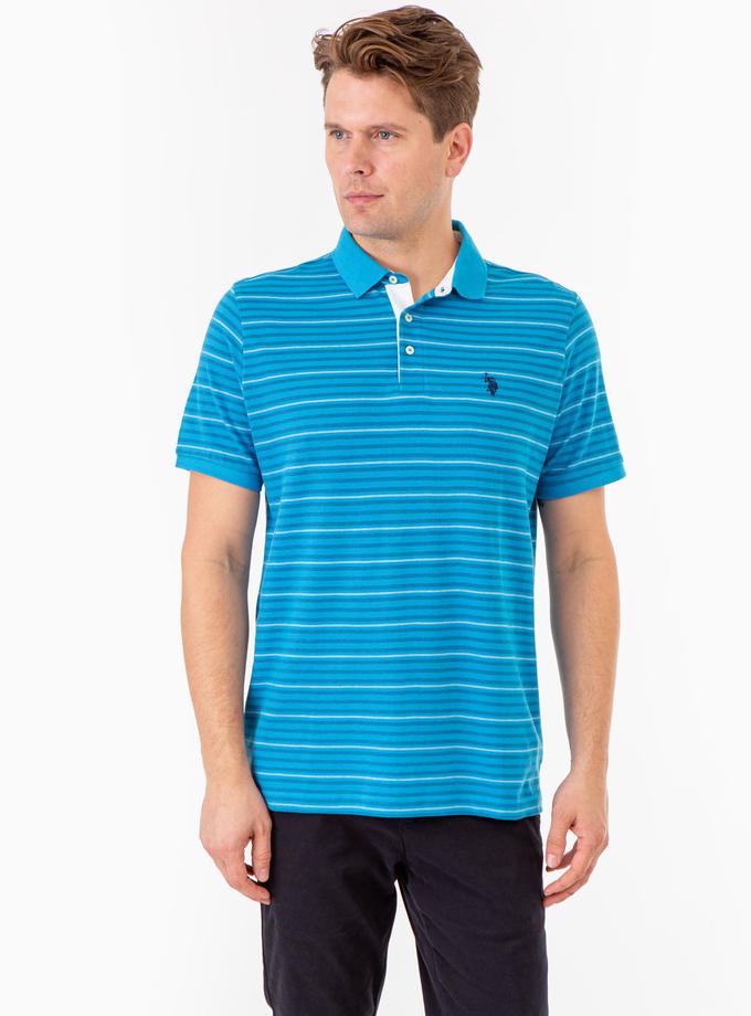 USPA YARN DYE BIRDSEYE STRIPE PIQUE POLO SHIRT For Sale