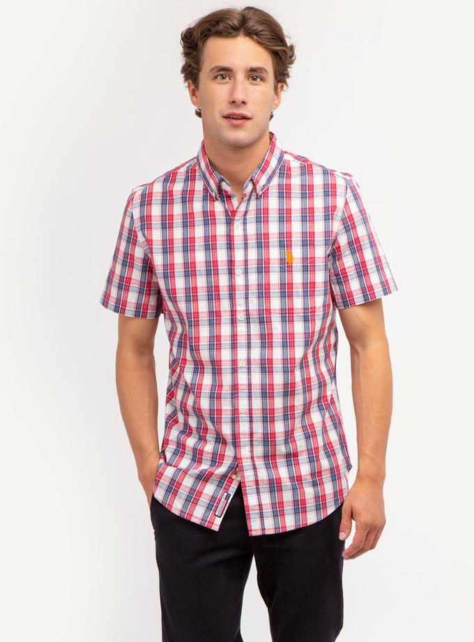 USPA YARN DYE PEACHED POPLIN PLAID SHORT SLEEVE SHIRT Same Day Delivery