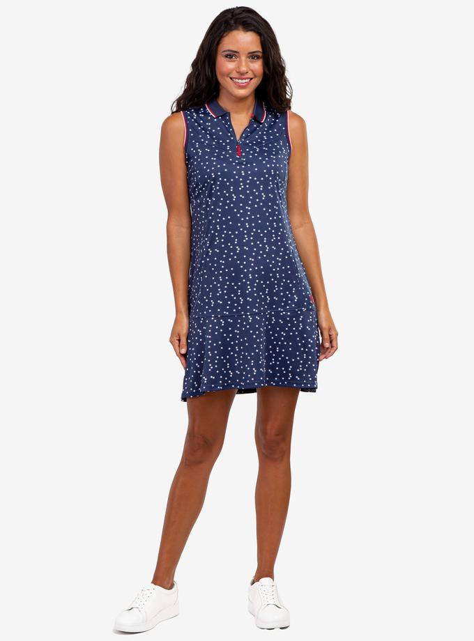 USPA ZIP UP FLOUNCE PRINTED POLO DRESS Best Buy