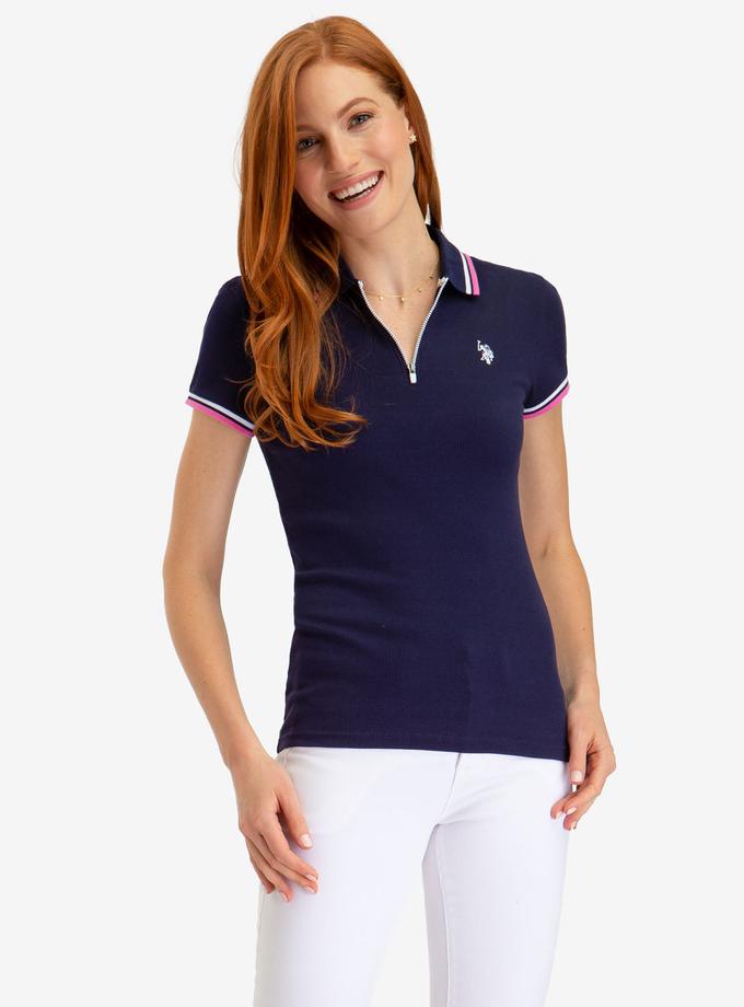 USPA ZIP UP RIB POLO SHIRT Same Day Delivery