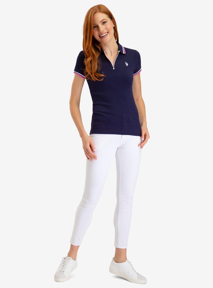 USPA ZIP UP RIB POLO SHIRT Same Day Delivery