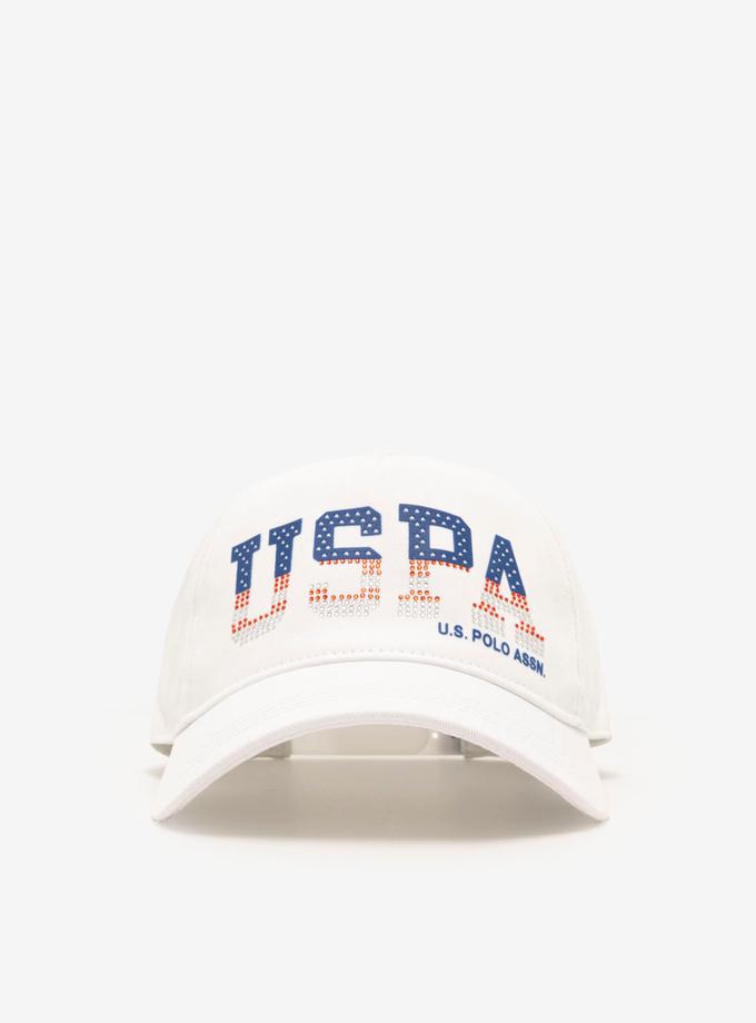 WOMENS RED WHITE AND BLUE USPA RHINESTONE HAT For Sale